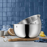 WMF Gourmet Schüsselset 4-teilig, Edelstahl Schüsseln für die Küche 0,75l - 2,75l, Rührschüssel Edelstahl, Salatschüssel, Servierschüssel, Cromargan, stapelbar
