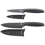 WMF Touch Messerset 2-teilig, Küchenmesser mit Schutzhülle, Messer Set Spezialklingenstahl antihaftbeschichtet, scharf, Kochmesser, Gemüsemesser, schwarz